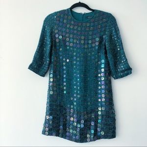 Vintage French Connection Teal Beaded Dress